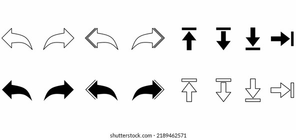 outline Silhouette Arrow set icon web isolated on white background