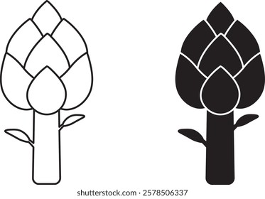 outline silhouette artichoke icon set