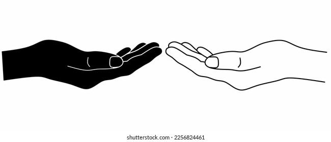 outline silhouette asking hand icon set isolated on white background