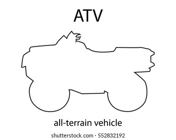 Outline silhouette of ATV. Vector isolated object. Design element.