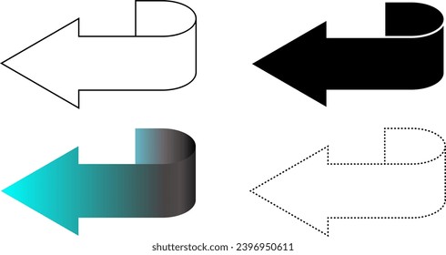 conjunto de iconos de flecha atrás de silueta de esquema