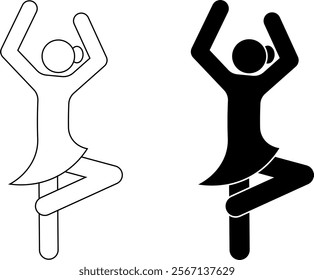 outline silhouette Ballet dancer icon set