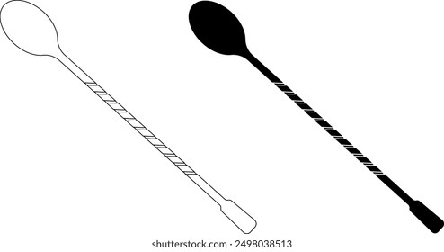 outline silhouette bar spoon icon set