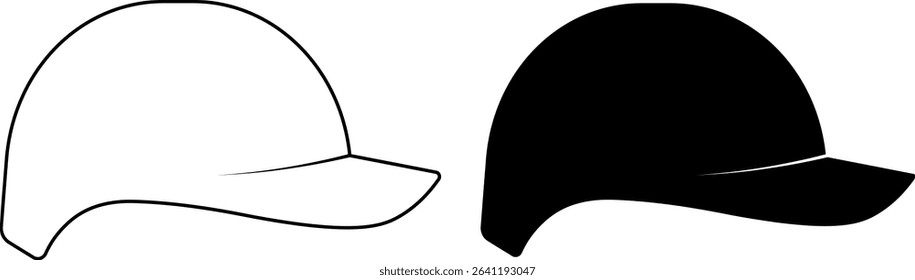 outline silhouette Batting helmet icon set