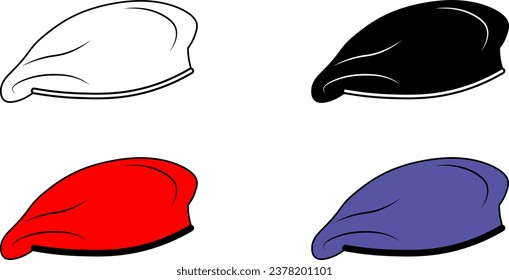 outline silhouette beret icon set