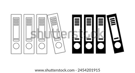 outline silhouette binders vector icon set isolated on white background