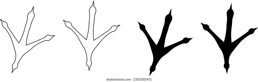 outline silhouette bird footprint icon set