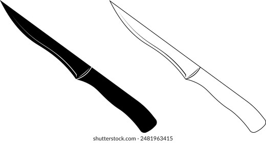 outline silhouette Boning knife icon set