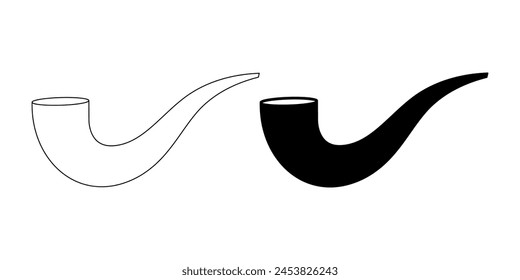 outline silhouette Bowl smoking pipe icon set isolated on white background