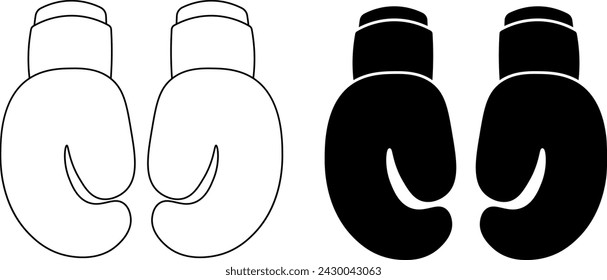 outline silhouette boxing gloves Icon set