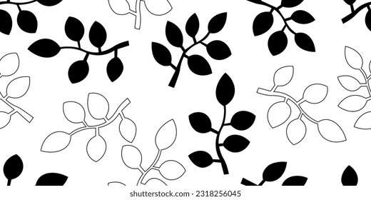 outline silhouette branches seamless pattern