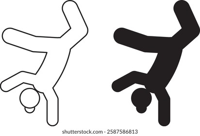 outline silhouette breakdancing icon set