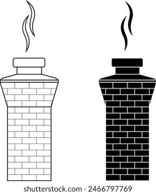 outline silhouette brick chimney icon set