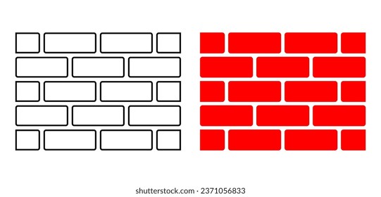 outline silhouette brick wall icon set