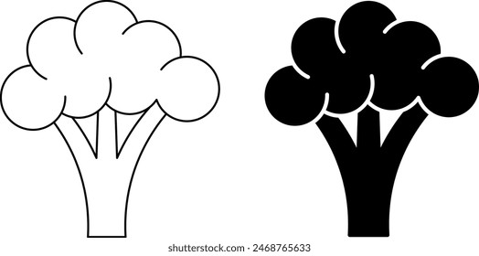 outline silhouette Broccoli icon set