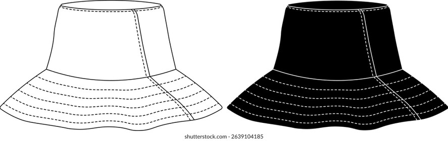 outline silhouette Bucket hat icon set
