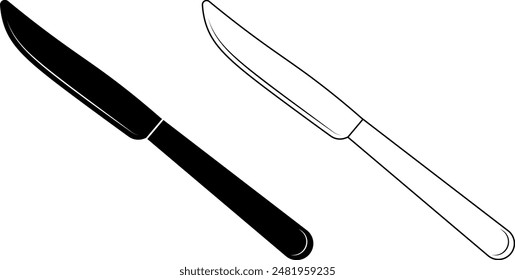 outline silhouette butter knife icon