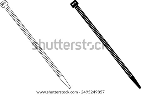 outline silhouette cable ties icon set