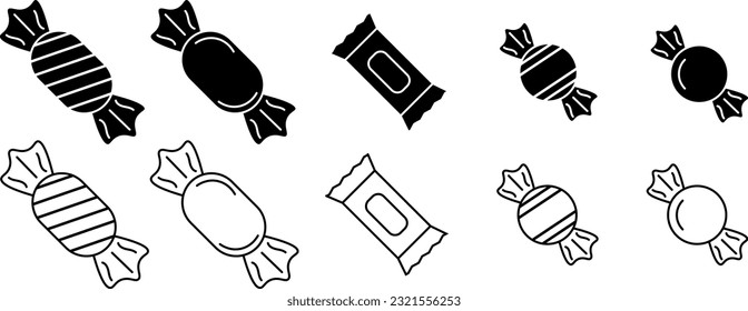 outline silhouette Candy icon set