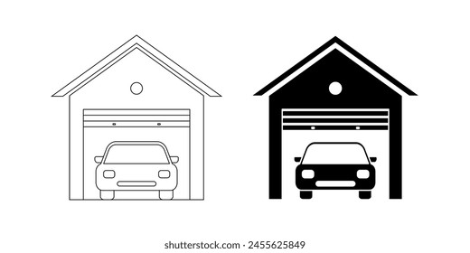 Silhouette Auto Garage Icon Set isoliert auf weißem Hintergrund