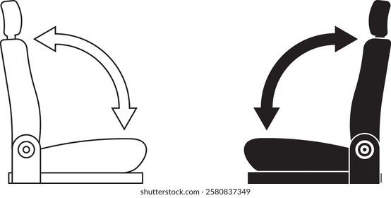 outline silhouette car seat adjustment icon set