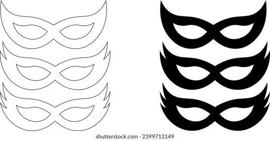 outline silhouette carnival mask icon