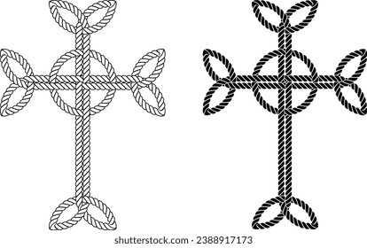 outline silhouette celtic cross rope symbol set