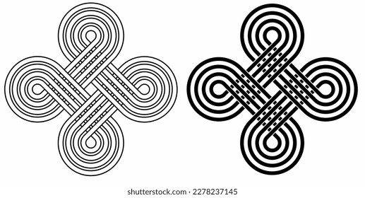outline silhouette Celtic Knot cross Symbol set isolated on white background