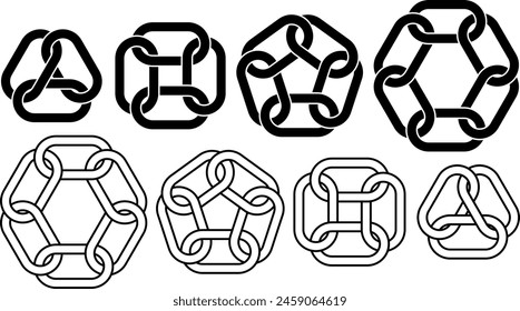 outline silhouette chain link icon set