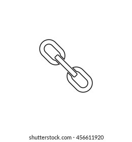 Outline silhouette of chain link isolated on white background