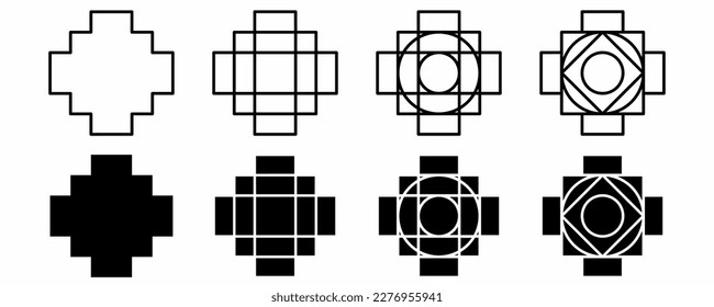 outline silhouette chakana Inca symbol.la chakana sign