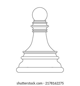 Outline silhouette of chess pawn isolated on white background. Chess icons. Vector illustration for design.