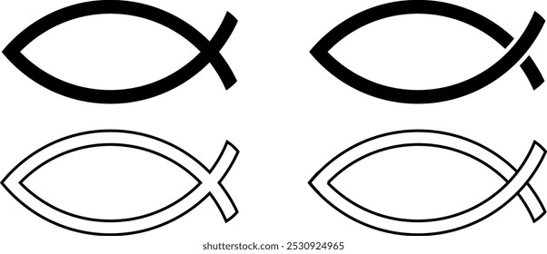 outline silhouette Christian Fish symbol set