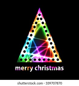 Outline or Silhouette of Christmas Tree with laser neon shine filling