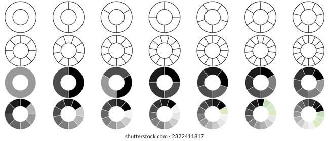 silueta de esquema Gráfico circular aislado en fondo blanco