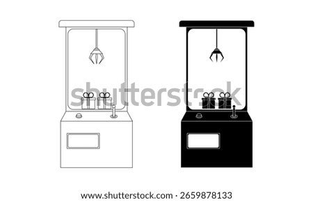 outline silhouette Claw machine icon set isolated on white background