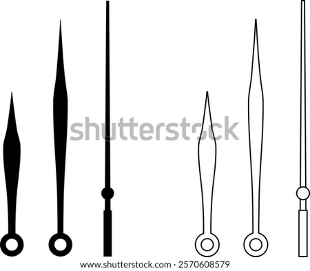 outline silhouette clock hands icon set