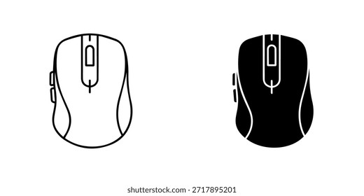 Contorno y silueta de iconos de ratón de ordenador, ilustrando la tecnología y la interacción digital, aislado en
