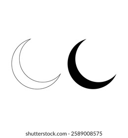 Outline silhouette crescent moon icon. crescent icon. moon sign isolated. half moon outline. minimalist style