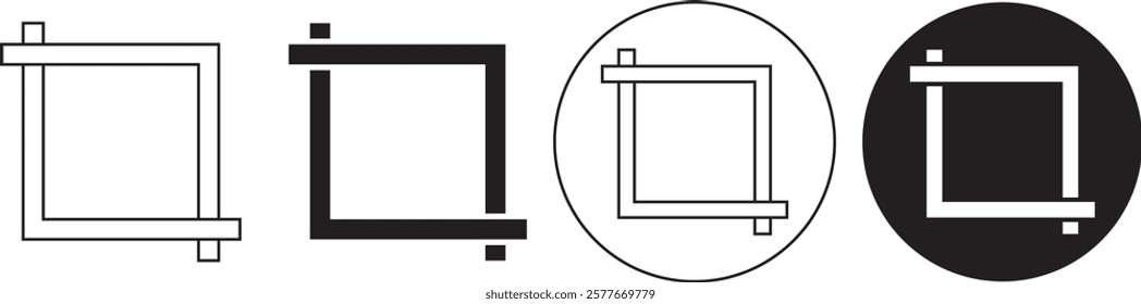 outline silhouette crop tool icon set