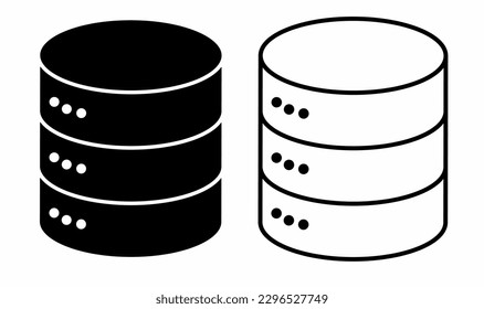 outline silhouette database storage icon set isolated on white background