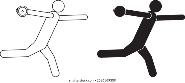 outline silhouette discus thrower icon set