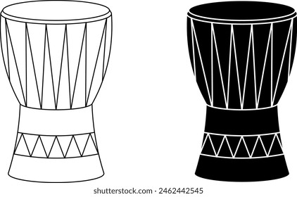 outline silhouette djembe icon set