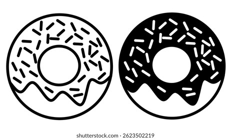 outline silhouette donut icon set isolated on white background