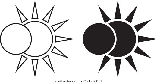 outline silhouette eclipse icon set