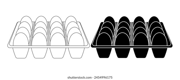 outline silhouette Egg carton pack icon isolated on white background