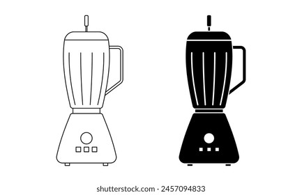 outline silhouette electric blender icon set isolated on white background