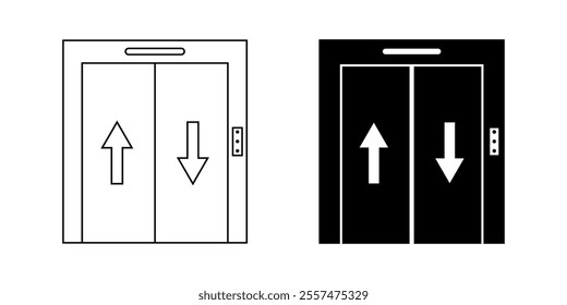 outline silhouette elevator icon set isolated on white background