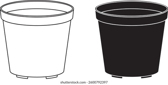 outline silhouette empty Flowerpot icon set