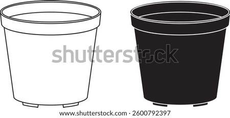 outline silhouette empty Flowerpot icon set